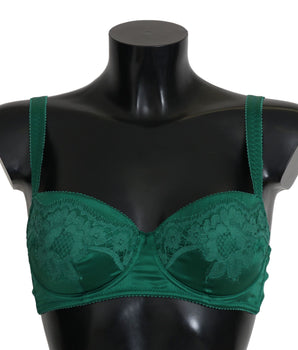 Dolce &amp; Gabbana Encantador sujetador de seda con encaje floral verde