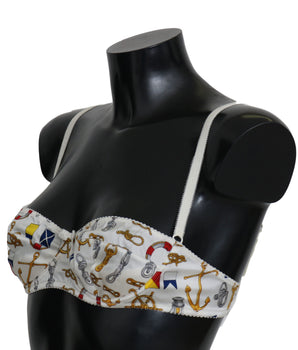 Dolce &amp; Gabbana Sujetador elástico con estampado marinero blanco elegante