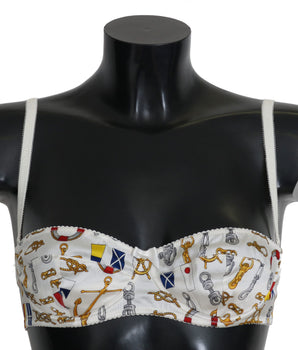 Dolce &amp; Gabbana Sujetador elástico con estampado marinero blanco elegante