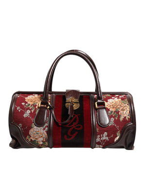 Dolce & Gabbana Multicolor Leather Jacquard Velvet Travel Duffle Bag