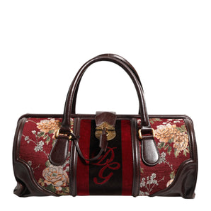 Dolce & Gabbana Multicolor Leather Jacquard Velvet Travel Duffle Bag