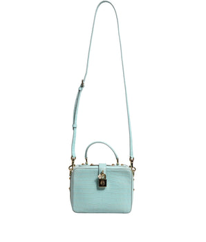 Dolce &amp; Gabbana Mint Green Embossed Leather Padlock Shoulder Bag