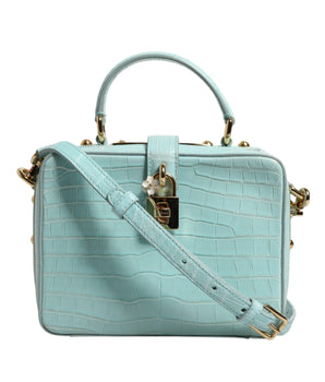 Dolce &amp; Gabbana Mint Green Embossed Leather Padlock Shoulder Bag
