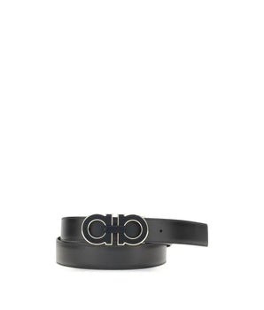 Ferragamo Black Calf Leather Bos Taurus Regular Belt