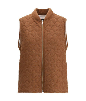 Fabiana Filippi Brown Fleece Wool Sleveless Jacket