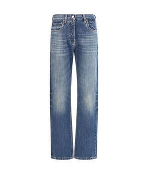 Prada Blue Cotton Straight-Leg Jeans