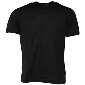Dolce & Gabbana Black Cotton Logo Print Crew Neck T-shirt