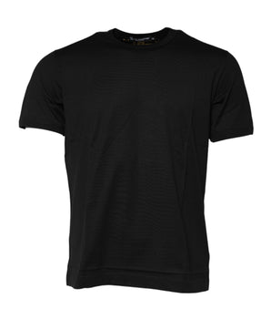 Dolce &amp; Gabbana Black Cotton Logo Print Crew Neck T-Shirt