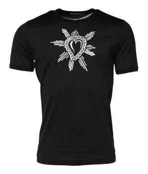 Dolce & Gabbana Black Sacred Heart Cotton Crew Neck T-shirt
