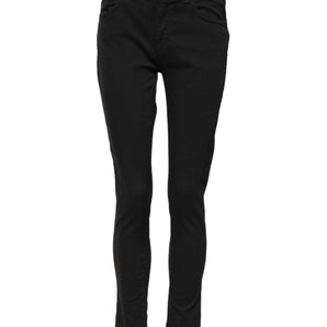 Dolce & Gabbana Black Cotton Skinny Mid Waist Denim Jeans