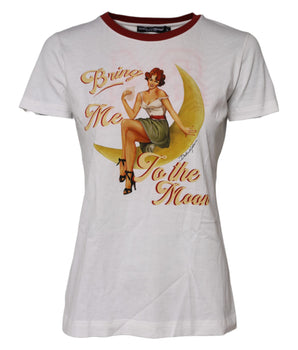 Dolce &amp; Gabbana White Bring Me To The Moon Pin Up T-Shirt Top 