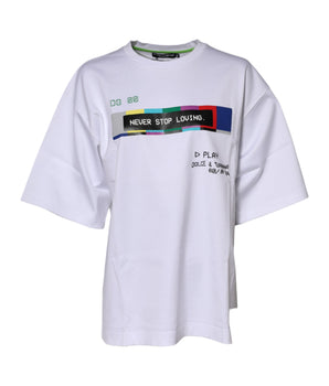 Dolce &amp; Gabbana White Cotton Printed Short Sleeves T-Shirt 