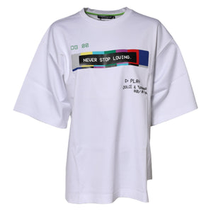 Dolce & Gabbana White Cotton Printed Short Sleeves T-shirt