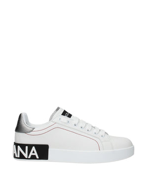 Dolce & Gabbana White Leather Low Top Sneakers