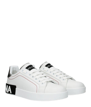 Dolce & Gabbana White Leather Low Top Sneakers