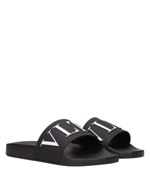 Valentino Garavani Black Cotton Slippers