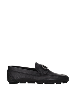 Valentino Garavani Black Leather Slip-On Loafers