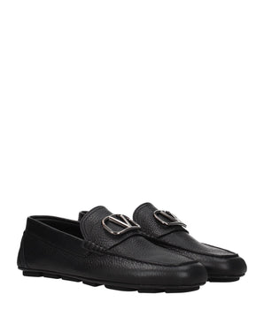 Valentino Garavani Black Leather Slip-On Loafers