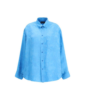 Balenciaga Blue Viscose Pattern Shirt