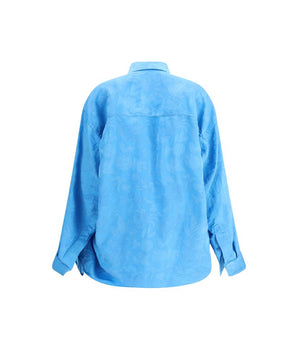 Balenciaga Blue Viscose Pattern Shirt