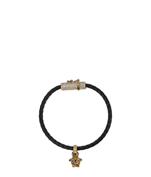 Versace Black Leather Bracelet