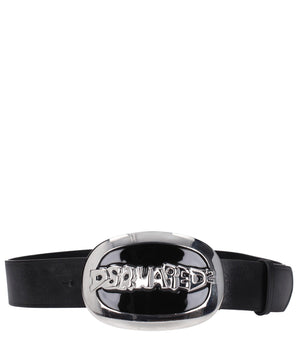 Dsquared² Black Leather Belt