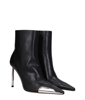 Off-White Black Leather Ankle Boots