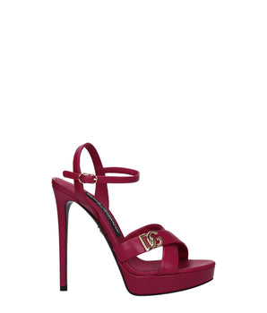Dolce & Gabbana Pink Leather Platform Sandals