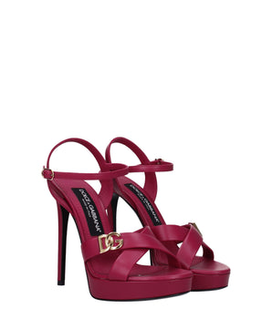 Dolce & Gabbana Pink Leather Platform Sandals