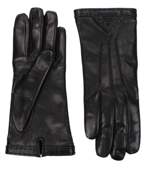Prada Black Leather Gloves