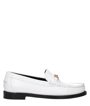 Versace White Leather Slip-On Loafers