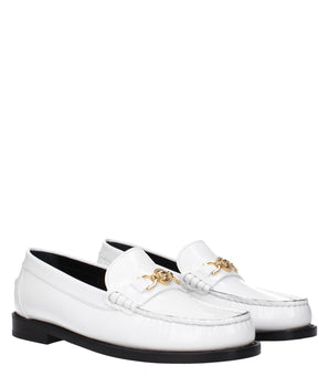 Versace White Leather Slip-On Loafers