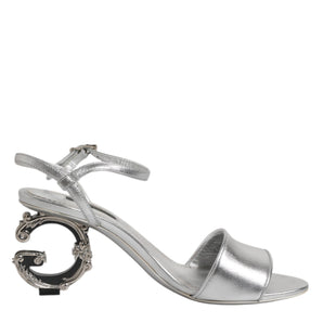 Dolce & Gabbana Silver KEIRA Heels Ankle Strap Sandals Shoes