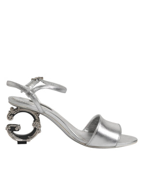 Dolce & Gabbana Silver KEIRA Heels Ankle Strap Sandals Shoes