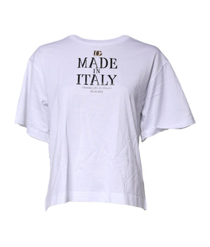Dolce & Gabbana White Short Sleeves DG Logo Print Top T-shirt