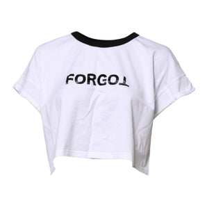 Dolce & Gabbana White Cotton Crew Neck Cropped Top T-shirt