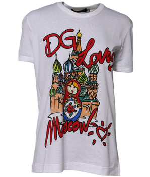 Dolce & Gabbana White DG Loves Moscow Crew Neck T-shirt