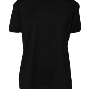 Dolce & Gabbana Black Cotton Goodluck Tee Crew Neck T-shirt