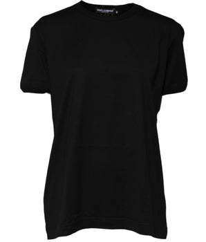 Dolce &amp; Gabbana Black Cotton Goodluck Tee Crew Neck T-Shirt