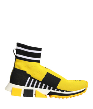 Dolce &amp; Gabbana Yellow Black Sorrento Socks Sneakers Shoes