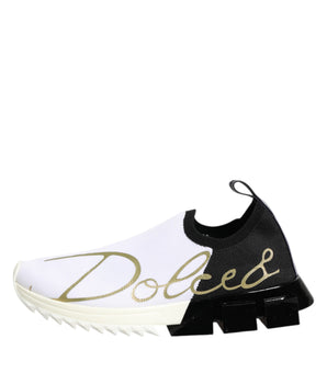 Dolce &amp; Gabbana White Black Low Top Sorrento Sneakers Shoes
