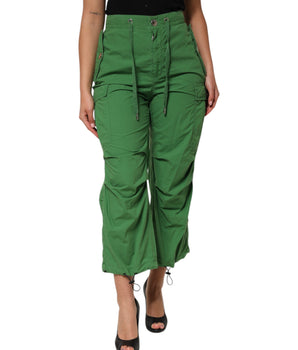 Dolce &amp; Gabbana Green Cotton High Waist Cargo Pants
