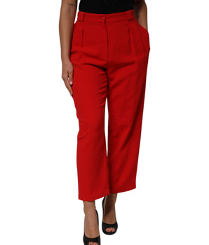 Dolce &amp; Gabbana Women's Red High-Waist Straight Trousers
