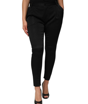 Dolce &amp; Gabbana Black Acetate HighWaist Tapered Trouser Pants