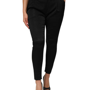 Dolce & Gabbana Black Acetate HighWaist Tapered Trouser Pants