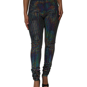 Dolce & Gabbana Multicolor Sequined Leggings Trouser Pants