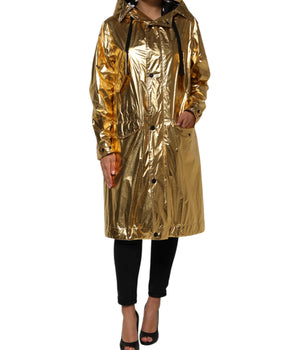 Dolce &amp; Gabbana Gold Hooded Long Sleeves Trench Coat Jacket