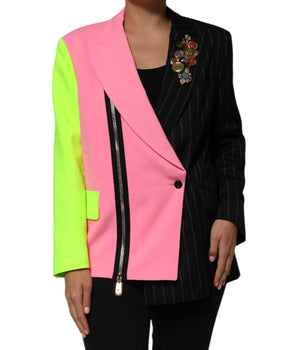 Dolce &amp; Gabbana Multicolor Patchwork Embellished Coat Jacket