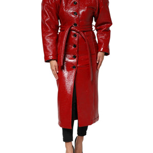Dolce & Gabbana Red Wool Single Breasted Trench Coat Jacket