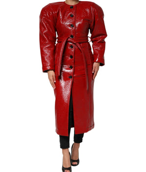 Dolce &amp; Gabbana Red Wool Single Breasted Trench Coat Jacket